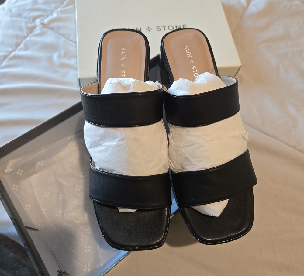 Sun + Stone Black Mules Sleek Minimalist Design